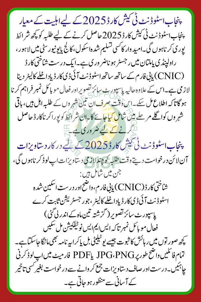 Who Can Get the Punjab Student T-Cash Card 2025